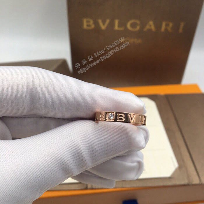 Bvlgari飾品 寶格麗字母方鑽戒指 高端S925純銀鍍18K金  zgbq3360